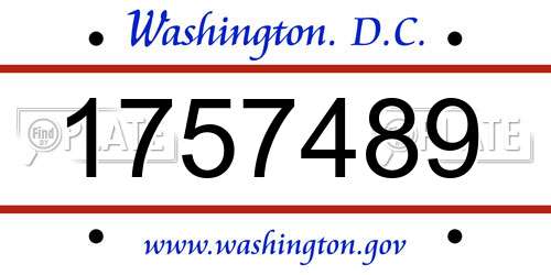 1757489 District Of Columbia License Plate