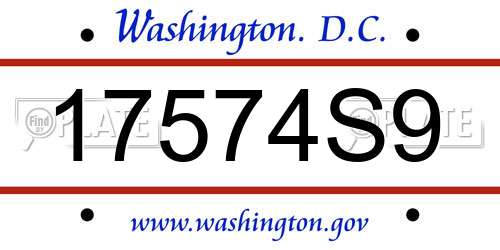 17574S9 District Of Columbia License Plate