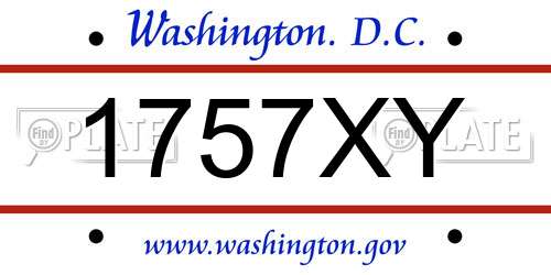 1757XY District Of Columbia License Plate