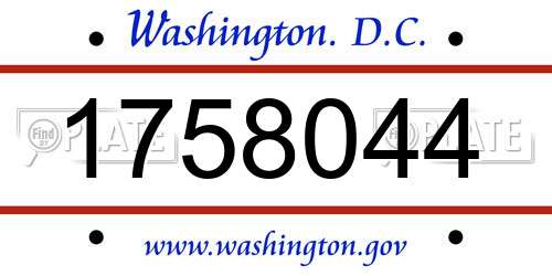 1758044 District Of Columbia License Plate