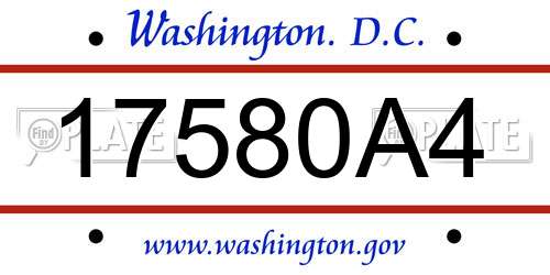 17580A4 District Of Columbia License Plate
