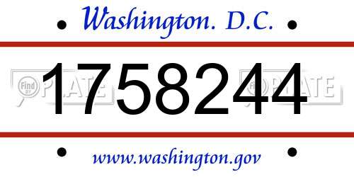1758244 District Of Columbia License Plate