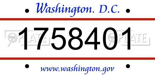 1758401 District Of Columbia License Plate