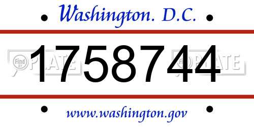 1758744 District Of Columbia License Plate