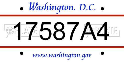 17587A4 District Of Columbia License Plate