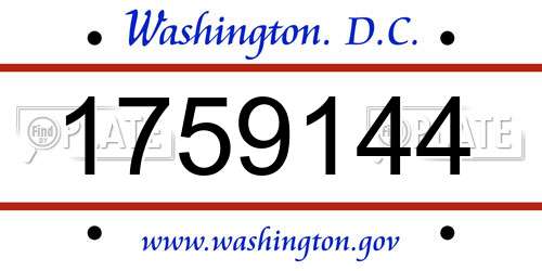 1759144 District Of Columbia License Plate