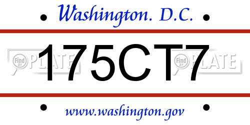 175CT7 District Of Columbia License Plate