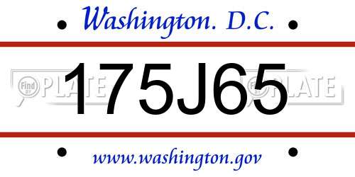 175J65 District Of Columbia License Plate