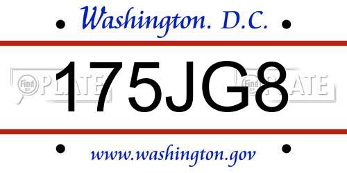 175JG8 District Of Columbia License Plate