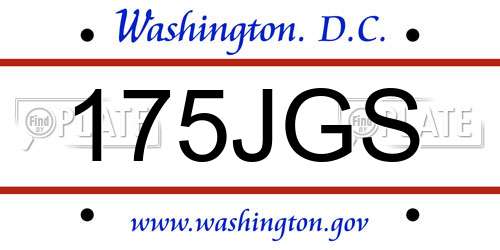 175JGS District Of Columbia License Plate