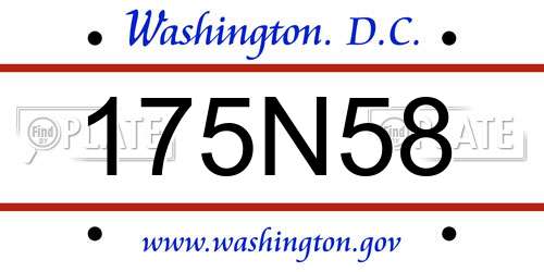 175N58 District Of Columbia License Plate