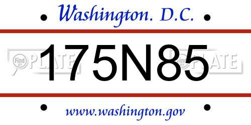 175N85 District Of Columbia License Plate