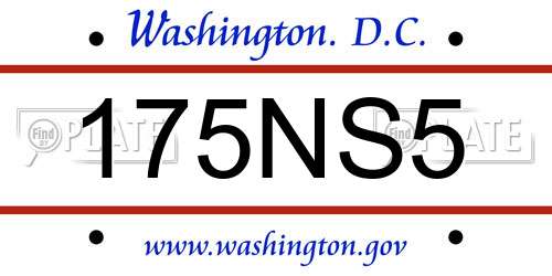 175NS5 District Of Columbia License Plate