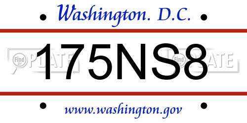 175NS8 District Of Columbia License Plate