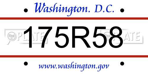 175R58 District Of Columbia License Plate