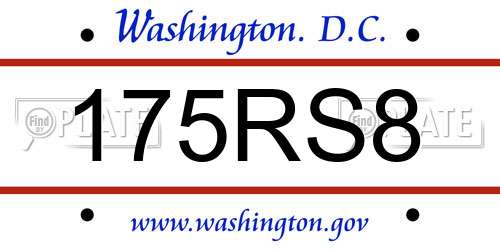 175RS8 District Of Columbia License Plate