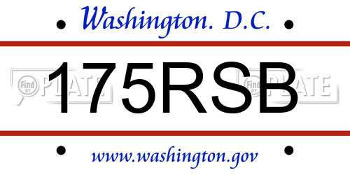 175RSB District Of Columbia License Plate