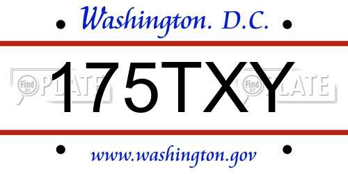 175TXY District Of Columbia License Plate