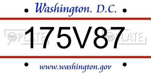 175V87 District Of Columbia License Plate