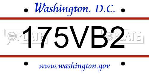 175VB2 District Of Columbia License Plate