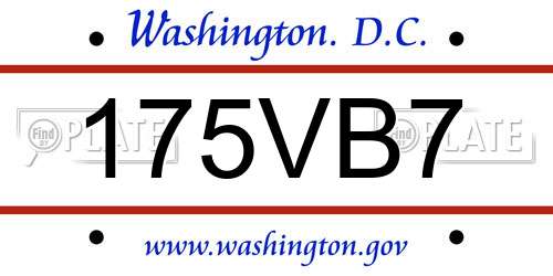 175VB7 District Of Columbia License Plate