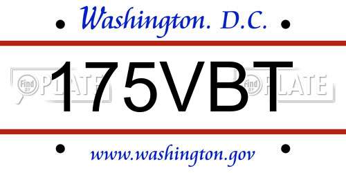 175VBT District Of Columbia License Plate