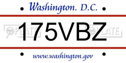 175VBZ District Of Columbia License Plate