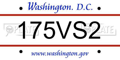 175VS2 District Of Columbia License Plate