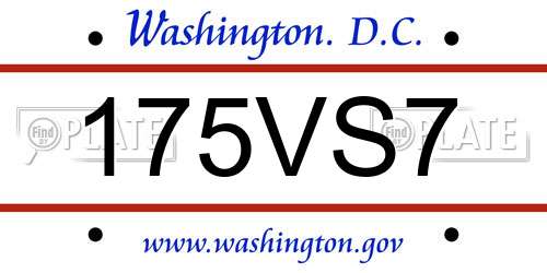 175VS7 District Of Columbia License Plate