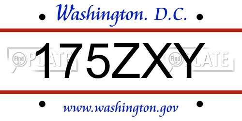 175ZXY District Of Columbia License Plate