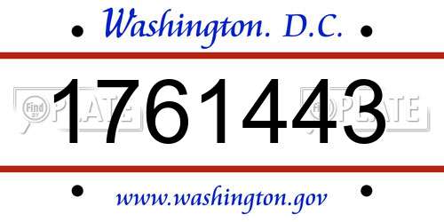 1761443 District Of Columbia License Plate