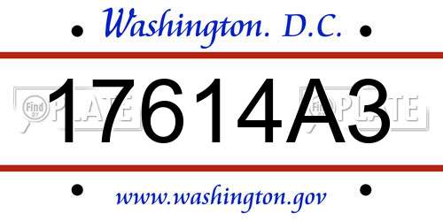 17614A3 District Of Columbia License Plate