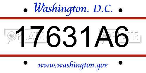 17631A6 District Of Columbia License Plate