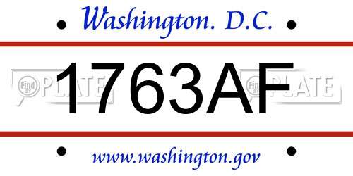 1763AF District Of Columbia License Plate