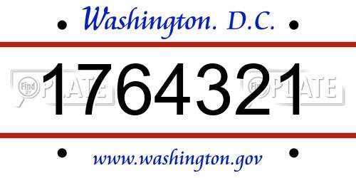1764321 District Of Columbia License Plate