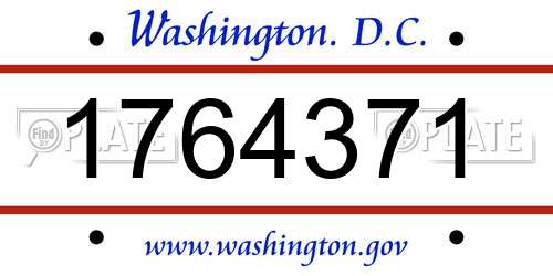 1764371 District Of Columbia License Plate
