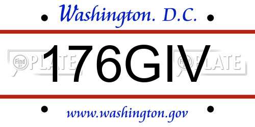 176GIV District Of Columbia License Plate