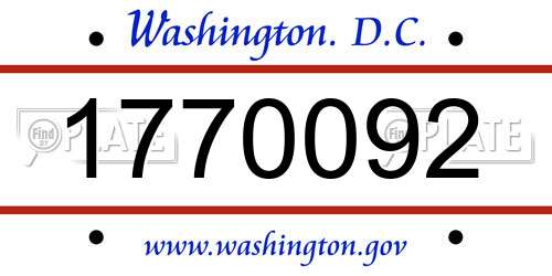 1770092 District Of Columbia License Plate