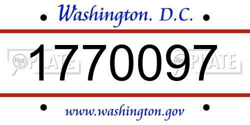 1770097 District Of Columbia License Plate