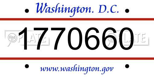 1770660 District Of Columbia License Plate