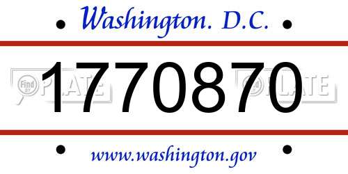 1770870 District Of Columbia License Plate