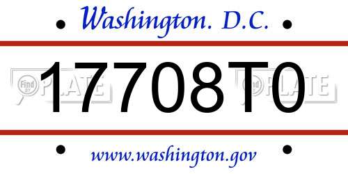 17708T0 District Of Columbia License Plate