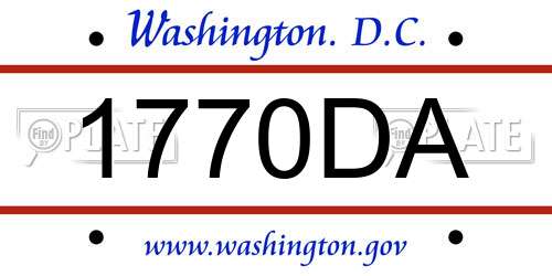 1770DA District Of Columbia License Plate