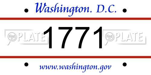 1771 District Of Columbia License Plate