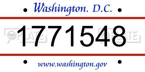 1771548 District Of Columbia License Plate