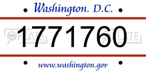 1771760 District Of Columbia License Plate