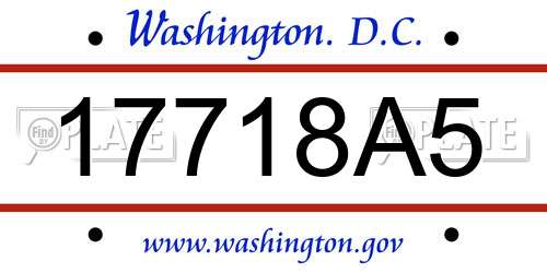 17718A5 District Of Columbia License Plate