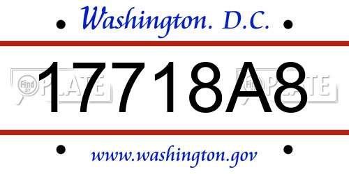 17718A8 District Of Columbia License Plate