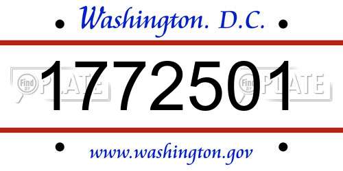 1772501 District Of Columbia License Plate