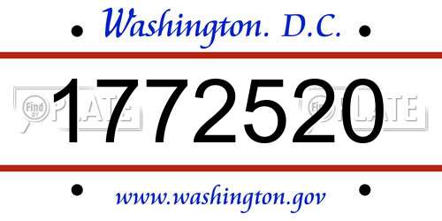 1772520 District Of Columbia License Plate